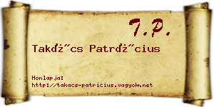 Takács Patrícius névjegykártya